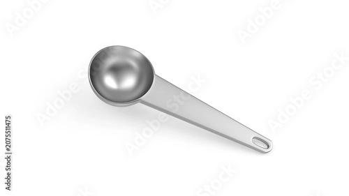 Stainless steel ice cream scoop on white background