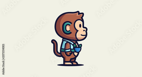 Photography A cartoon monkey character wearing headphones is standing alone outdoors