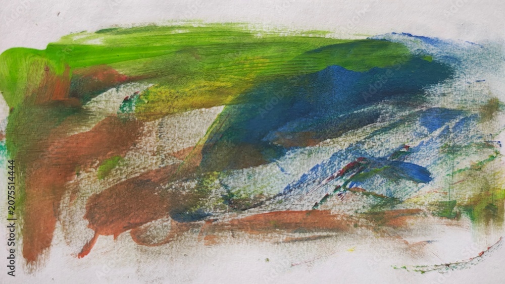 Fototapeta premium Abstract multi-colored acrylic paint texture on white paper surface