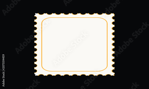 Postage Stamp Blank Frame with Vintage Scalloped Edges for Mailing, Stationery, and Retro Communication Design Template