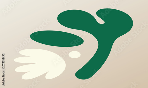 Abstract Design with Green and Beige Shapes on a Textured Background Featuring Texture, Modern, Artistic with Creative