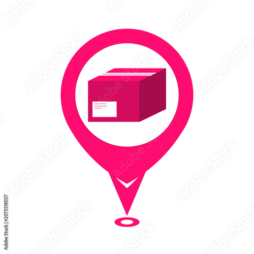 pink cute parcel box location pin icon