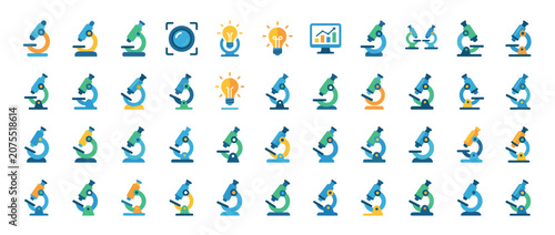 Colorful Abstract Figure Silhouettes In Sequence Grid.