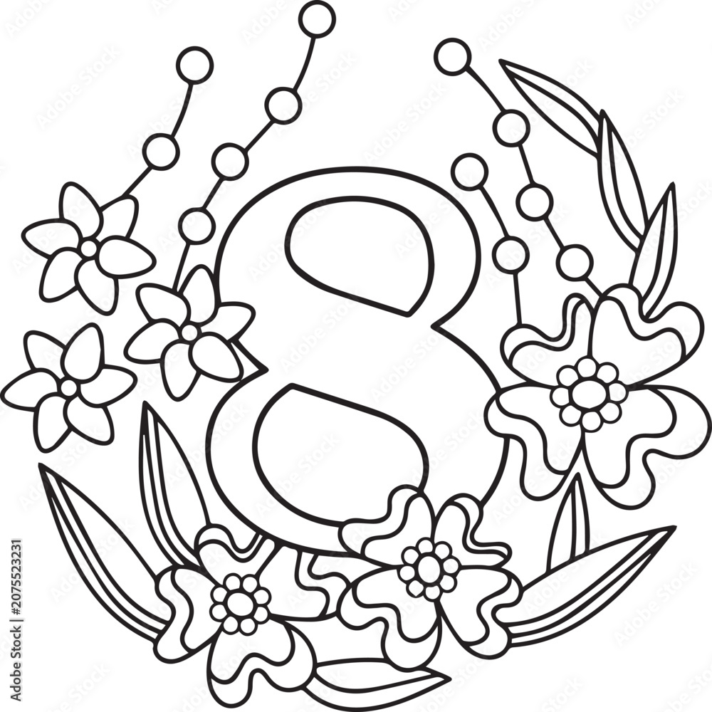 Fototapeta premium Beautiful English number design and style 8