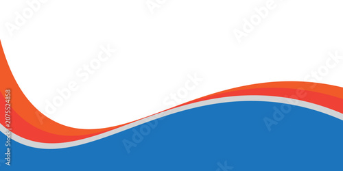 Blue and Orange Layered Wave Swoosh on White Canvas abstract vector