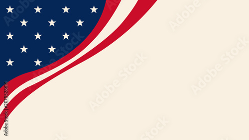 Obraz na płótnie Curved flag design flows gracefully across soft beige background