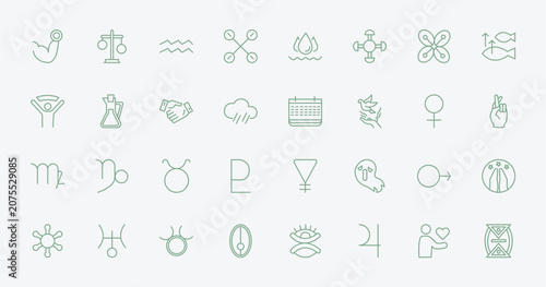 Fényképezés outline zodiac icons set - strength, inequality, year, mars