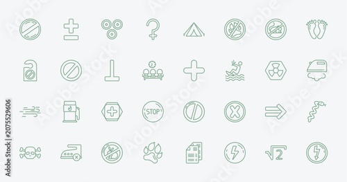 Tableau sur toile outline signs icons set - prohibition, plus less, addition, implies if