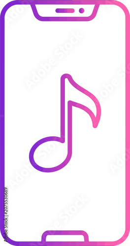 Smartphone screen with musical note symbol during digital music playback vector illustration