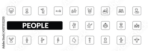 Φωτογραφία outline people icons set - torso, rethink, lying person reading, biceps of a man