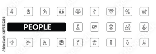 Bild auf Leinwand outline people icons set - perfect worker, qiyam, earings, queens guard