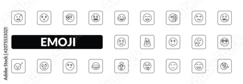 Cuadro en lienzo outline emoji icons set - desperate emoji, muted emoji, nervous lying editable v