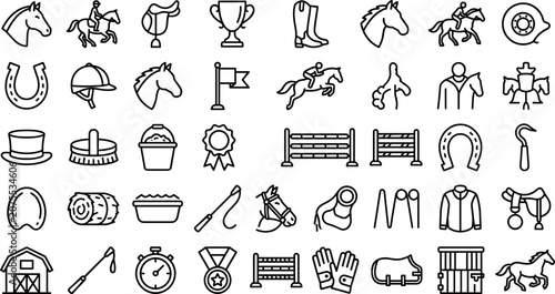 Foto Equestrian icons and symbols for horse riding and competition