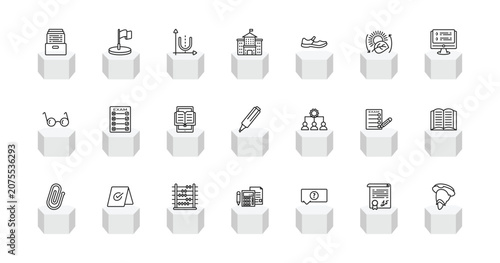 Vászonkép outline education icons set - archives, location flag, old school, don quixote
