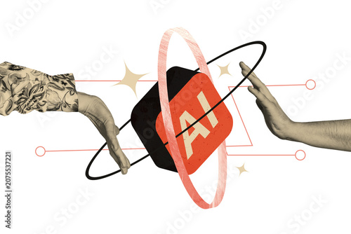 Konstfotografi Composite trend artwork sketch image collage of intelligence assistant creative