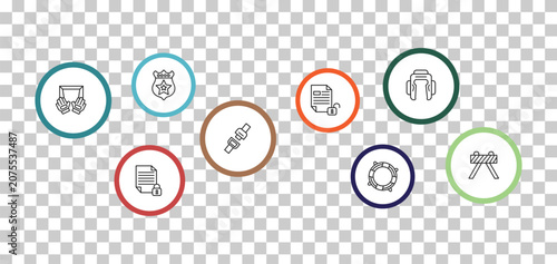 Obraz na plátne outline security icons set - police shield, boxing helmet, goalkeeper, locked file