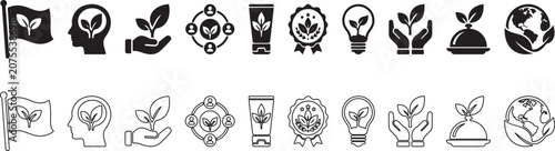 Quadro su tela 2 Icon Concepts Solid Icon and Line Art Sustainability and Eco Technology Icon S