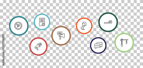 Fotografie outline general icons set - smart contract, tape measure, go green badge, agitation