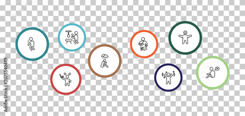Tableau sur toile outline feelings icons set - hopeless human, disappointed human, rough human, an