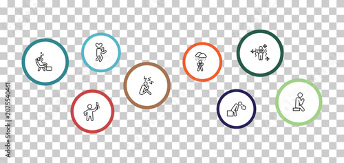Fotografia outline feelings icons set - in love human, chill human, lazy human, awful edita