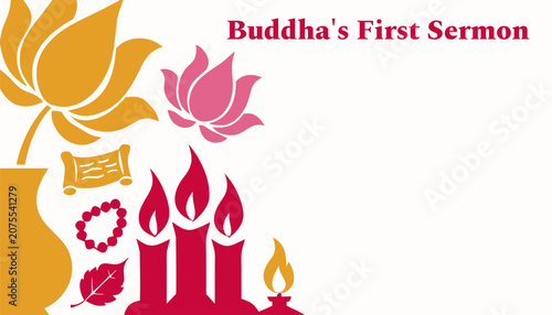 Photos Asalha Bucha spiritual theme with lotus, candles and warm saffron palette — fest