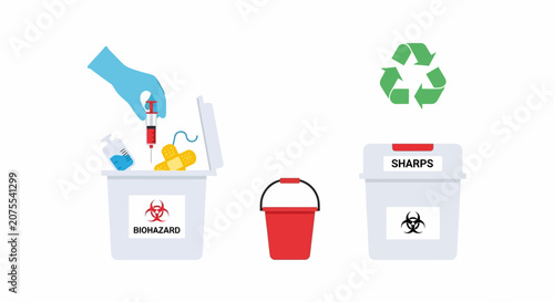 Medical Waste Disposal: Sharps, Biohazard, and Recycling Symbols