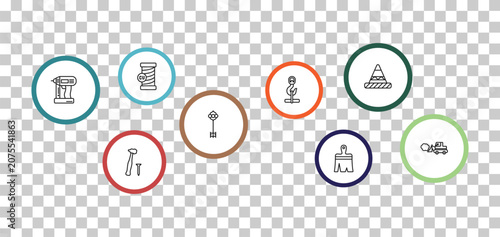 Fotografía outline construction tools icons set - copper, road stopper, nail gun, hammer and nail