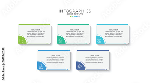 Business infographic template. 5 Step timeline journey. Process diagram, 5 options, Infographic elements vector illustration.