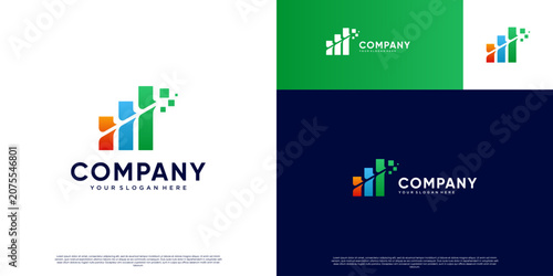 economic growth chart logo, digital financial consulting services, marketing technology, vector graphic template.