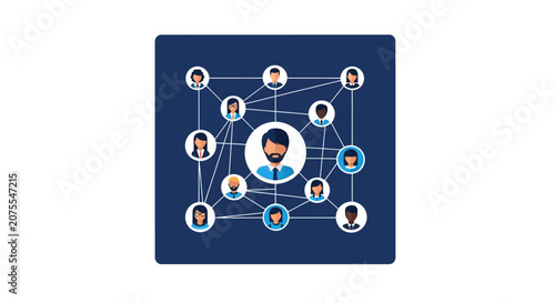 Business Networking and Professional Connectivity Concept with Avatars Illustration