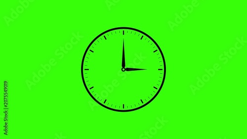 Minimal mechanical clock passing time green screen animation