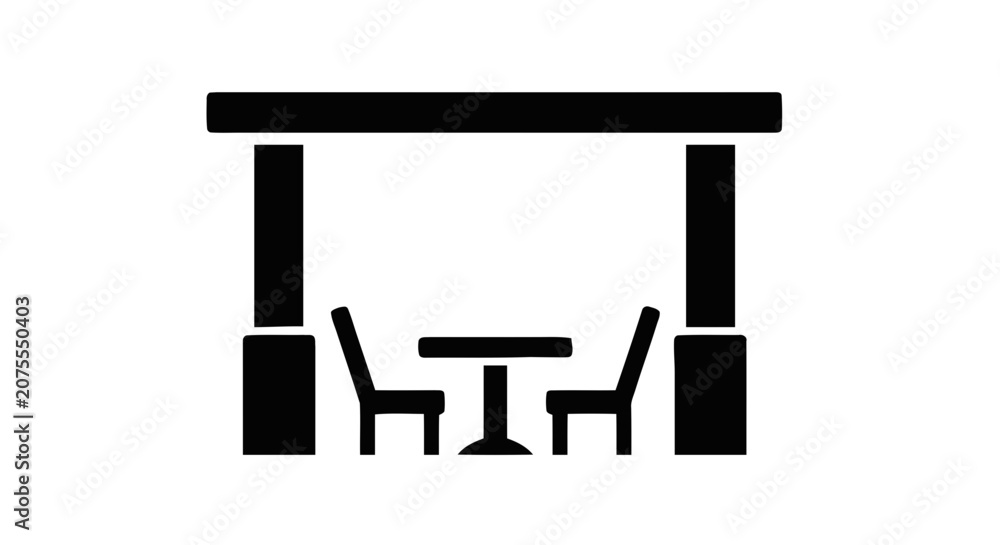 Fototapeta premium Vector illustration of outdoor patio dining area icon on a transparent background
