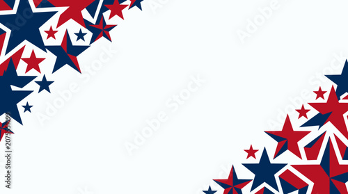 Red and blue star border corner frame illustration for independence day