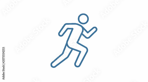 Active human figure sprinting in blue halftone dot style