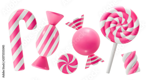 Pink candy seamless pattern 3d vector illstration isolated