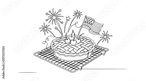 Photos American Flag Pie with Fireworks on Independence Day