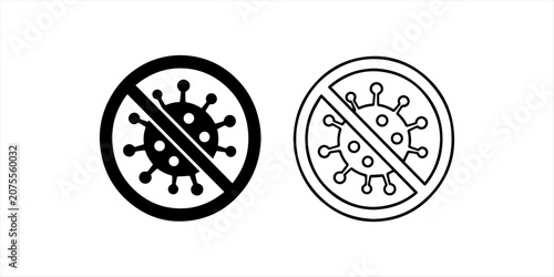 Tableau sur toile Virus Protection Icon Set, No Virus Symbol, Infection Prevention Healthcare Vect