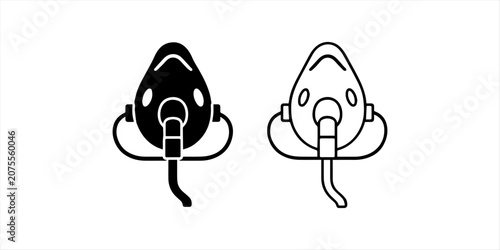 Foto Medical Oxygen Mask Icon Set, Respiratory Healthcare Equipment Symbol, Vector Il
