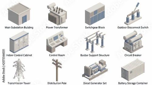 Collection of Industrial and Architectural Isometric Illustrations.