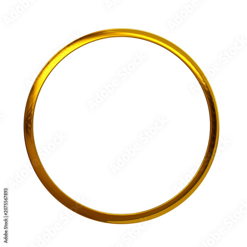 Luxury Gold Circular Frame Isolated on Transparent Background, Glossy 3D Metallic Ring Border for Premium Design Template