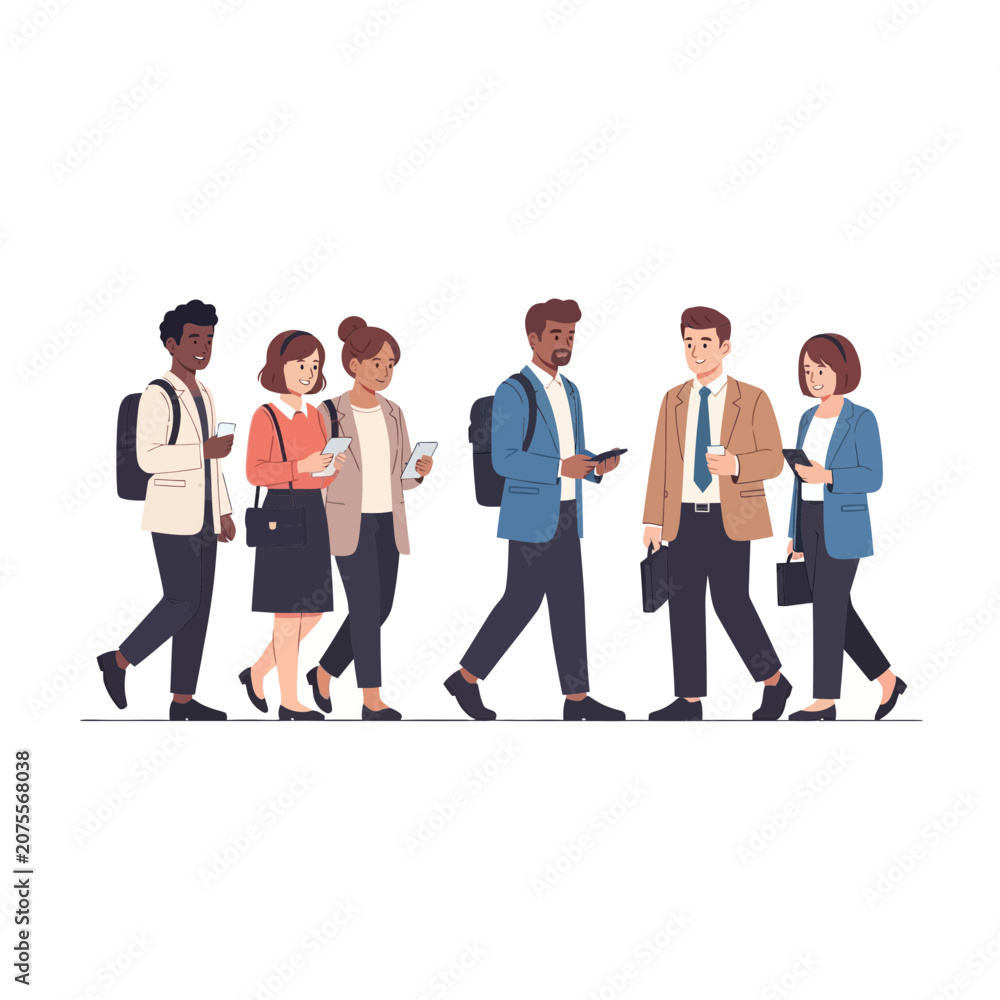 Obraz premium Diverse group of business people walking together