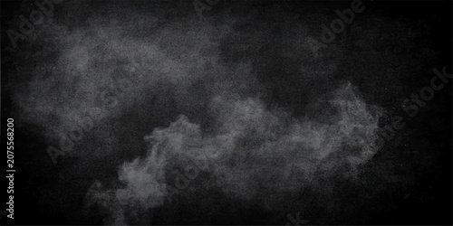 Obraz na płótnie Abstract black and white smoke swirling on dark background with mist fog and clo