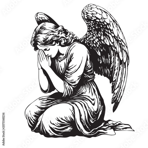 illustration of a praying winged angel