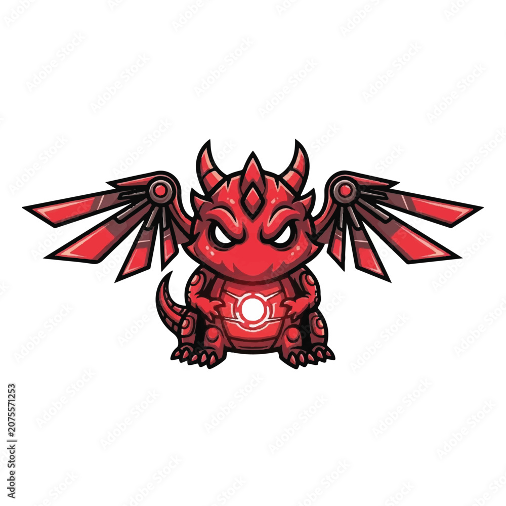 Naklejka premium Cute Red Dragon Cartoon Character.
