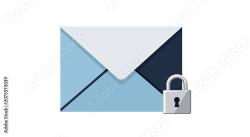 Secure Email Icon with Padlock Vector Illustration for Cybersecurity, Data Privacy, and Encrypted Messaging Concept