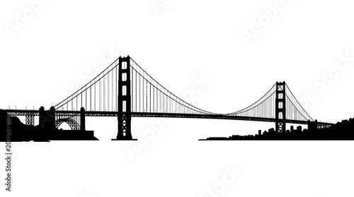 Golden Gate Bridge Iconic Silhouette View.