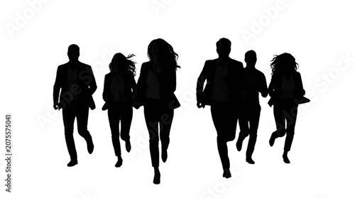 Photos Silhouettes of business professionals running together in unison