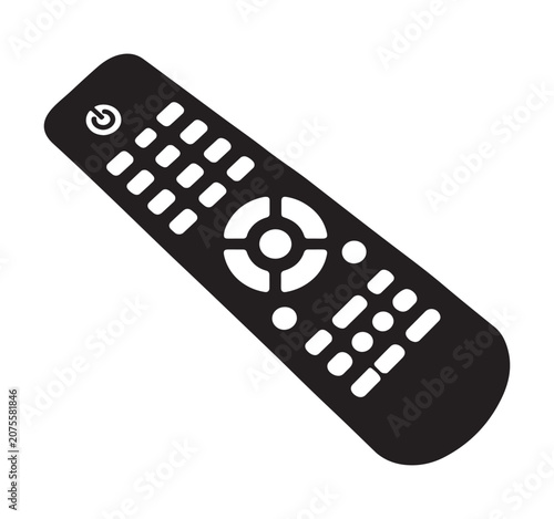 Tableau sur toile Black TV remote control icon vector, wireless television controller silhouette,