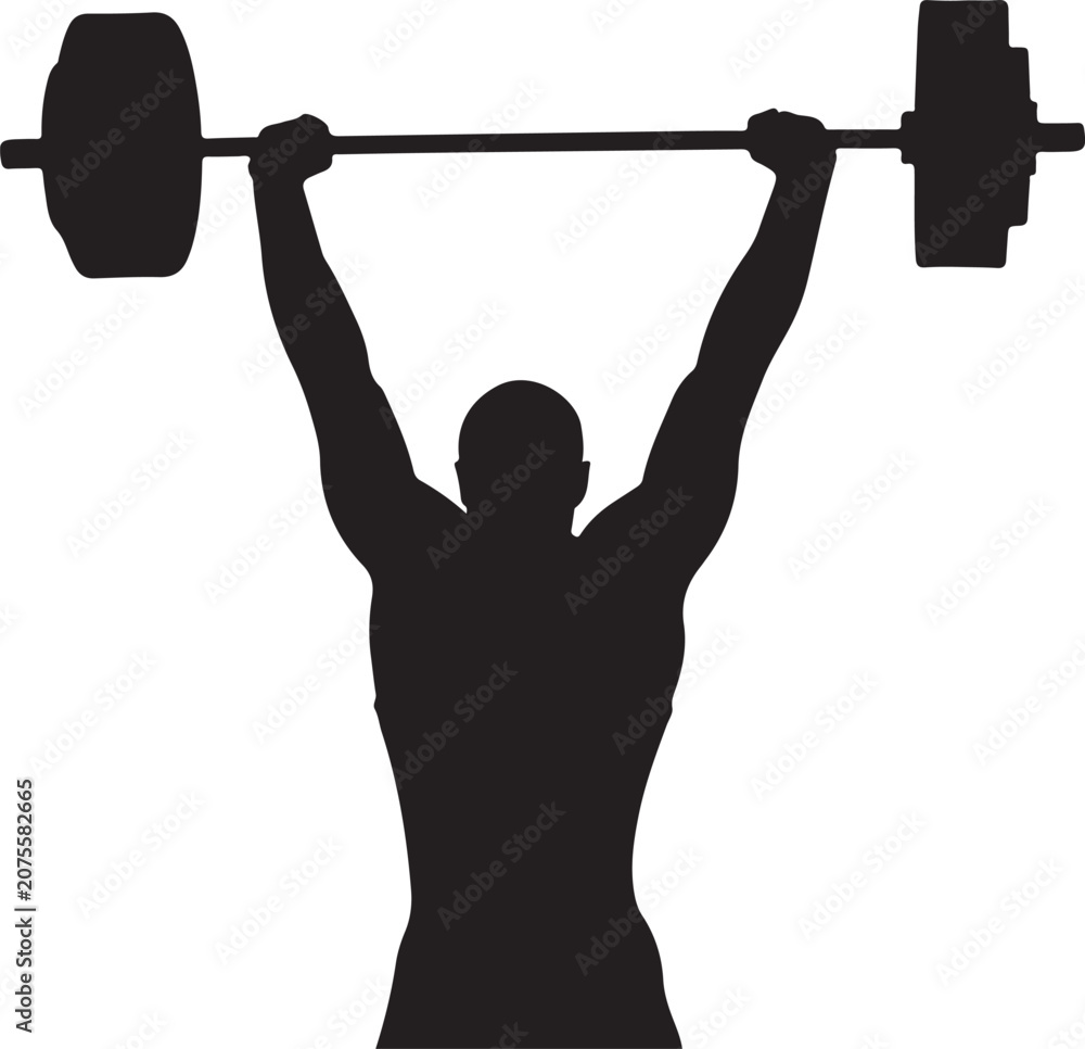 Fototapeta premium Weightlifter, fitness icon, gym symbol, exercise silhouette, workout graphics