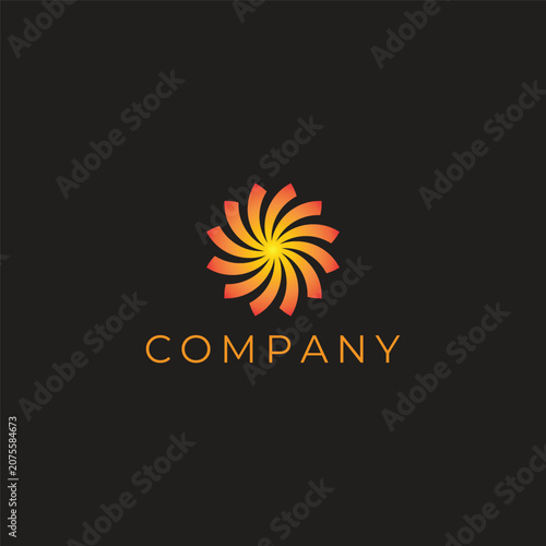 Vibrant Orange Red Spiral Sunburst Logo – Abstract Energy, Growth and Dynamic Business Brand Symbol
